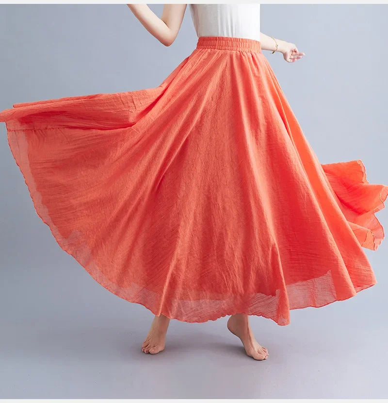 Valenzora | Fashion Baumwolle Leinen Kleidung Damenröcke Maxi Y2K Elegante Strand Saia Ropa Mujer Freizeitkleid Boho Lange Röcke Faldas Harajuku