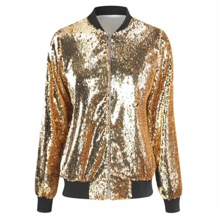 Valenzora | Pailletten-Mantel Bomberjacke