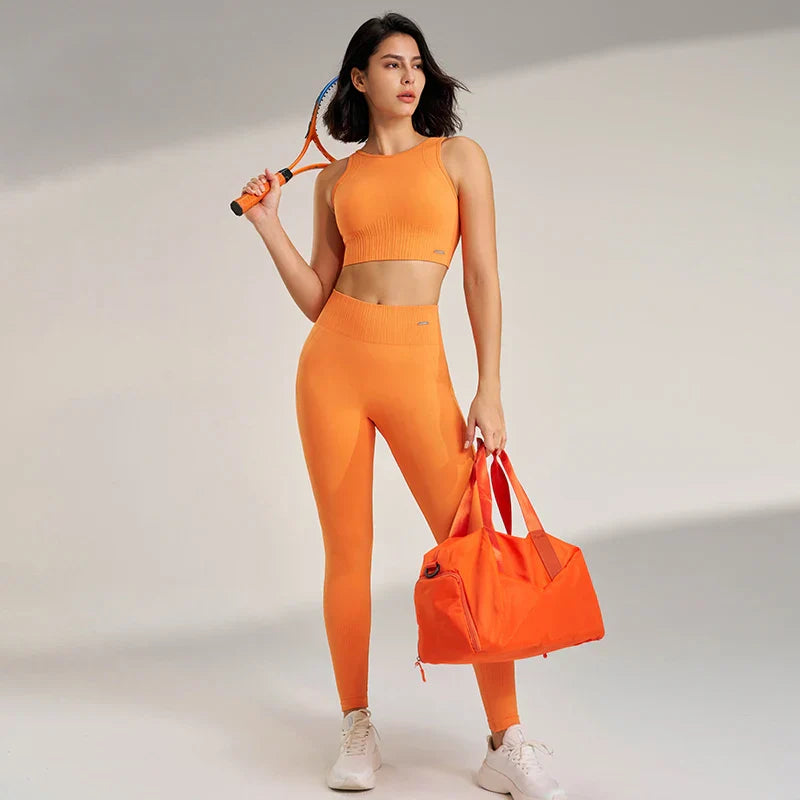 Valenzora | Nahtloses Yoga-Set – Hochtaillierte Leggings & Top Zweiteiliges Fitness-Outfit