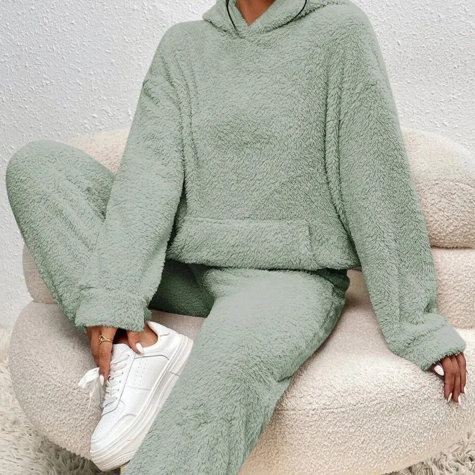 Valenzora | Teddy-Loungekleidung mit Kapuze für Damen