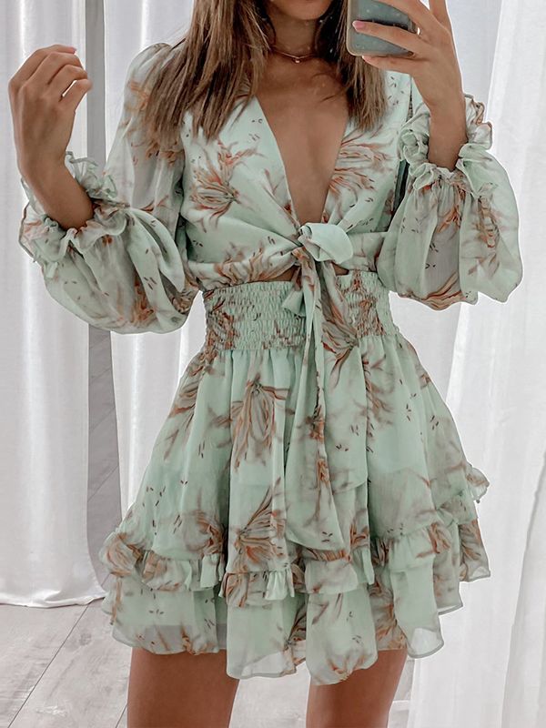 Valenzora - Simple printed chiffon dress
