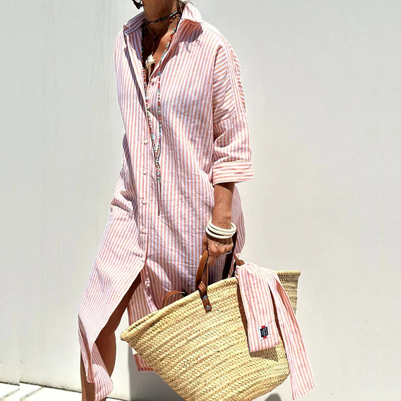 Valenzora | Elegant Striped Shirt Dress for Women