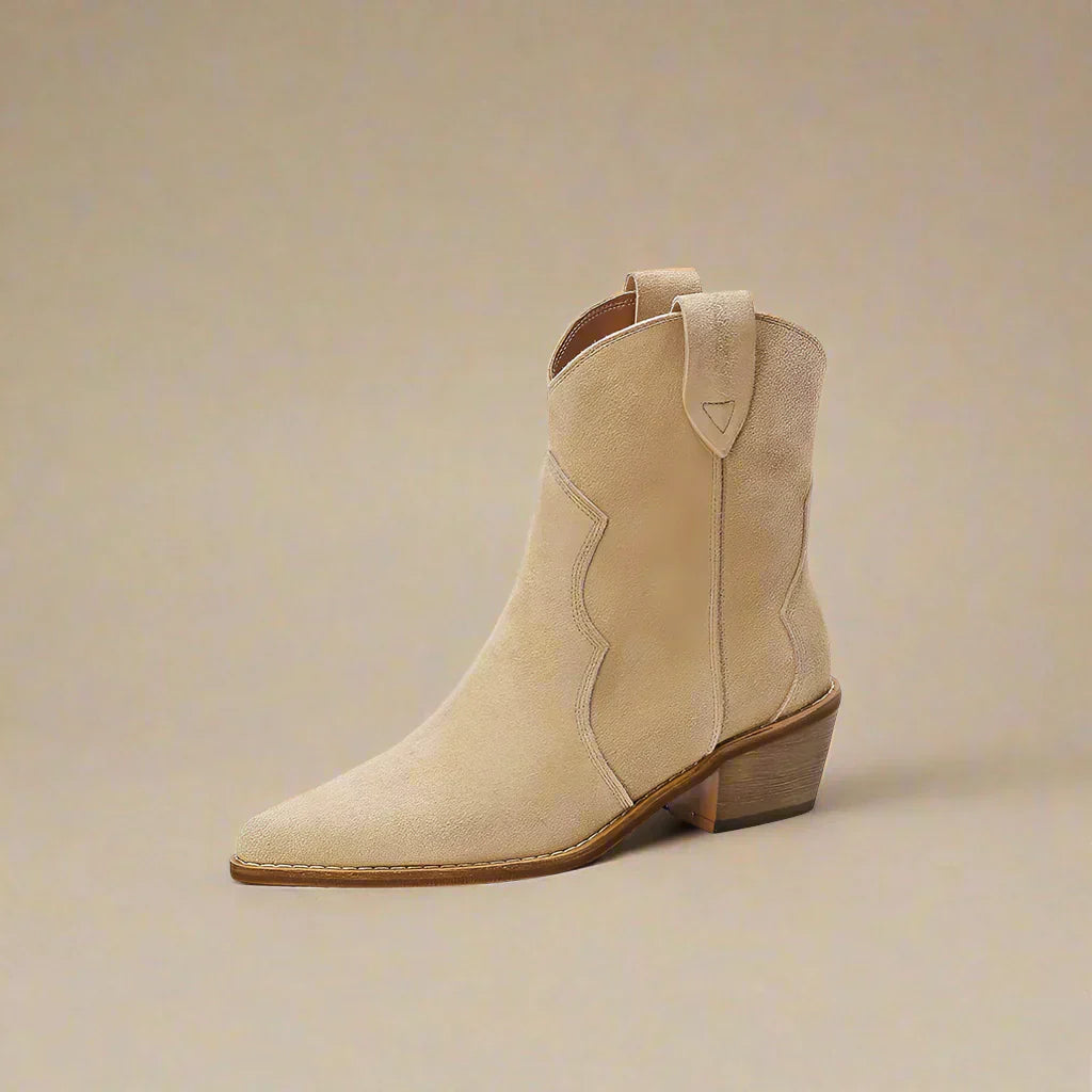 Valenzora | Cowhide Leather Women's Suede Women's Boots with Heel