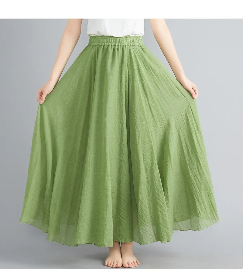 Valenzora | Fashion Baumwolle Leinen Kleidung Damenröcke Maxi Y2K Elegante Strand Saia Ropa Mujer Freizeitkleid Boho Lange Röcke Faldas Harajuku