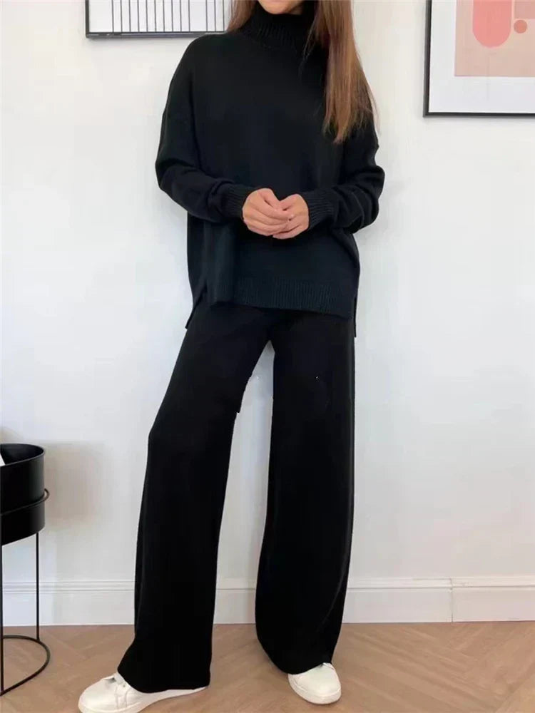 Valenzora | 3-piece loungewear set - knitted women's sweater and trousers