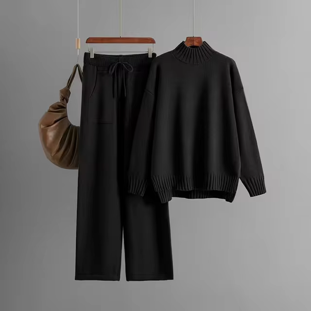 Valenzora | Stylisches Set bestehend aus einem langärmeligen Pullover und einer Hose mit geradem Bein