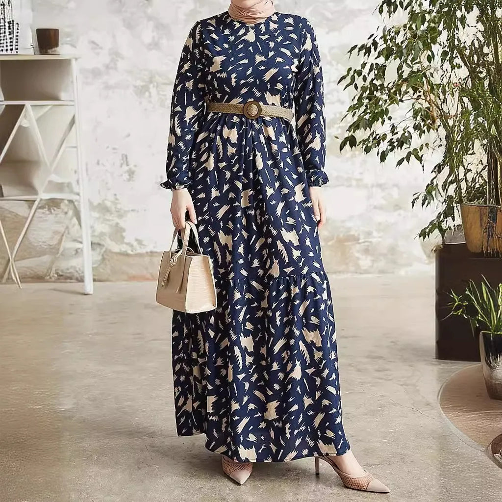 Valenzora | Elegant long-sleeved printed dress