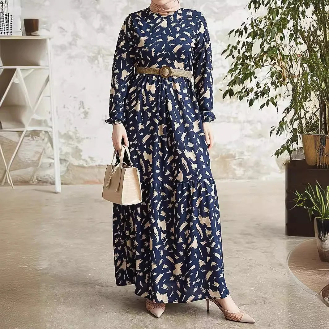 Valenzora | Elegant long-sleeved printed dress