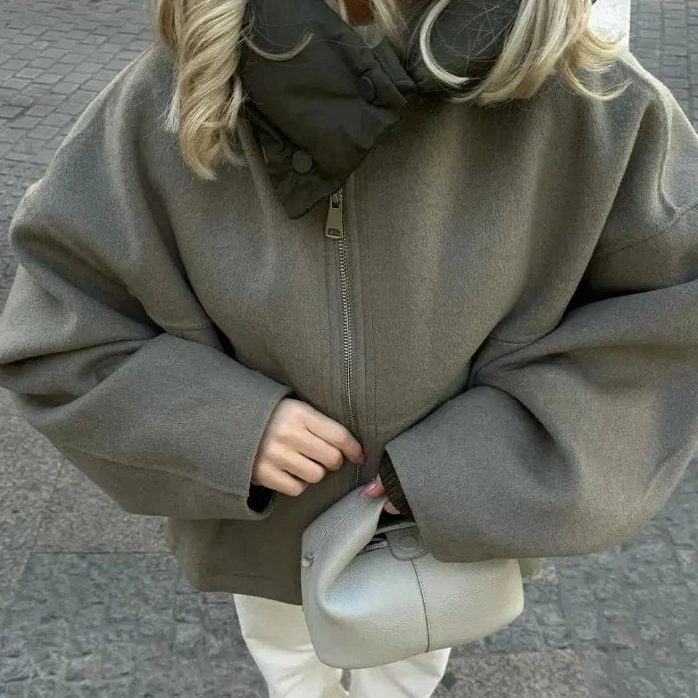 Casual loose women's jacket with hood