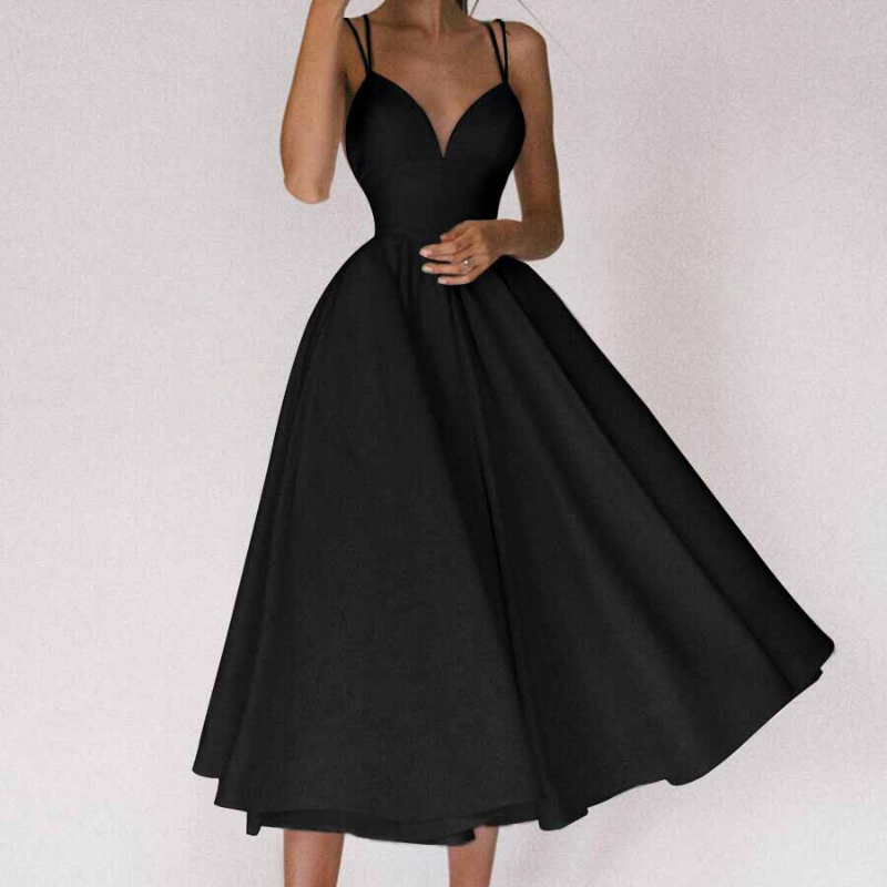 Modern dress with a V-neck and straps