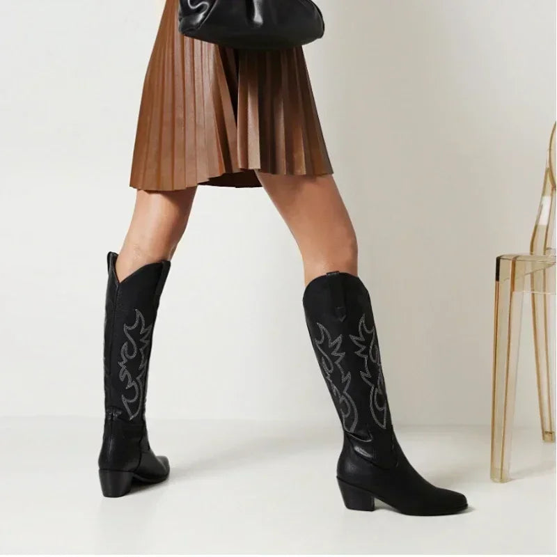 Valenzora | Knee-high suede cowboy boots for women