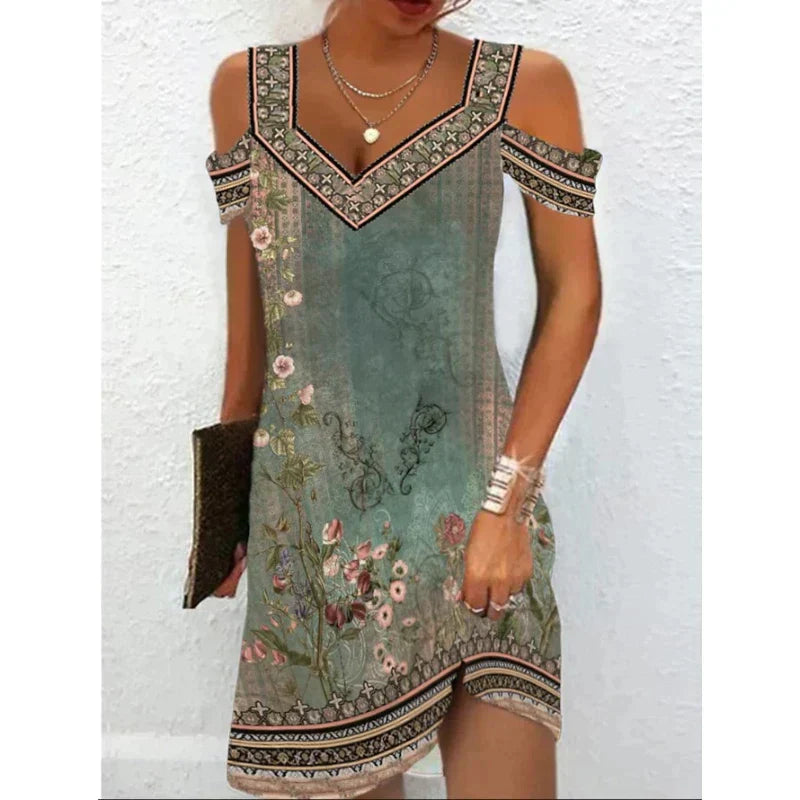 Valenzora | Vintage-Kleid mit Schulterausschnitt für Frühling/Sommer
