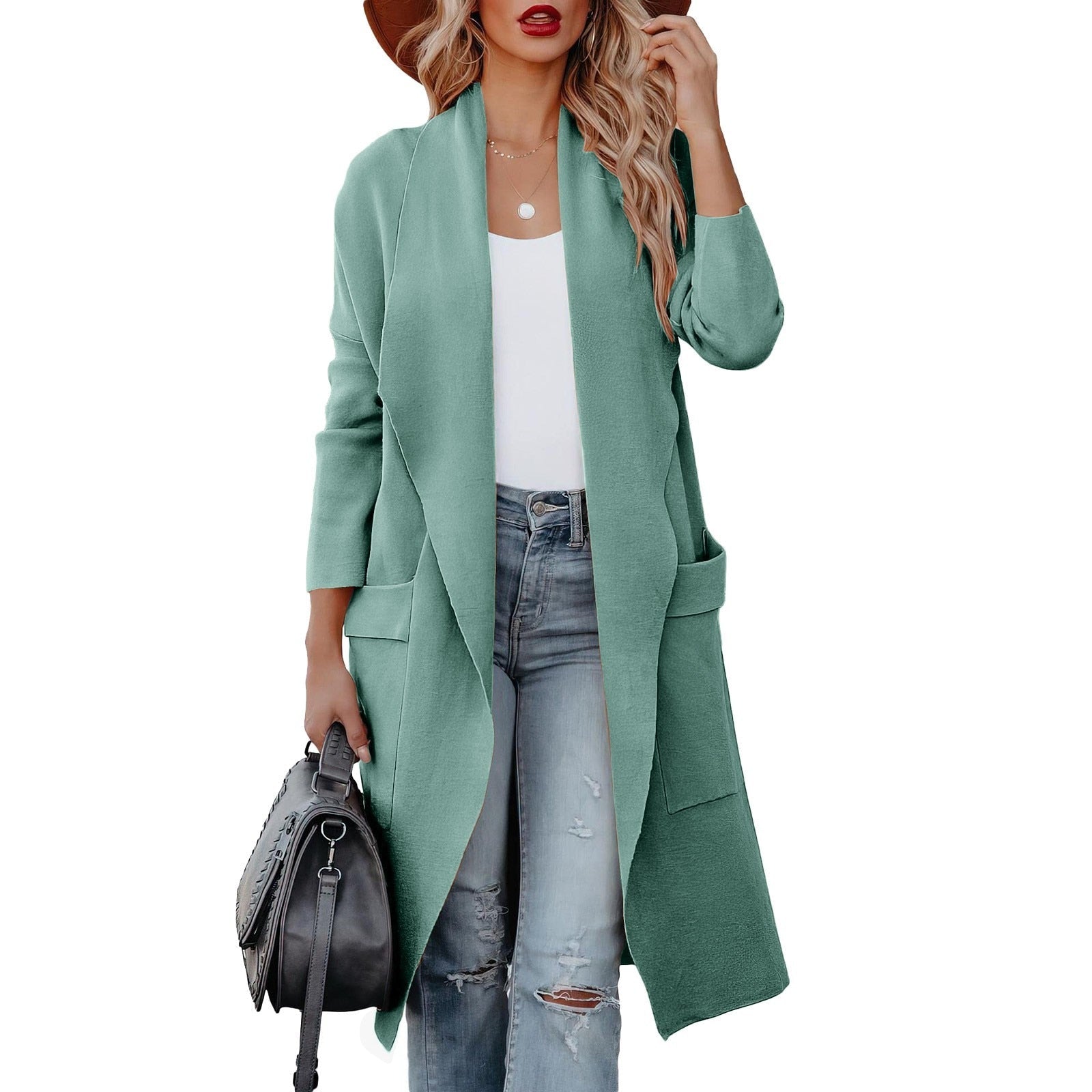 Valenzora - Stylish women's casual long solid color coat with pockets