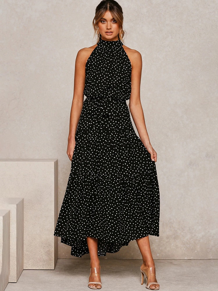 Valenzora | Tupfen-Neckholderkleid