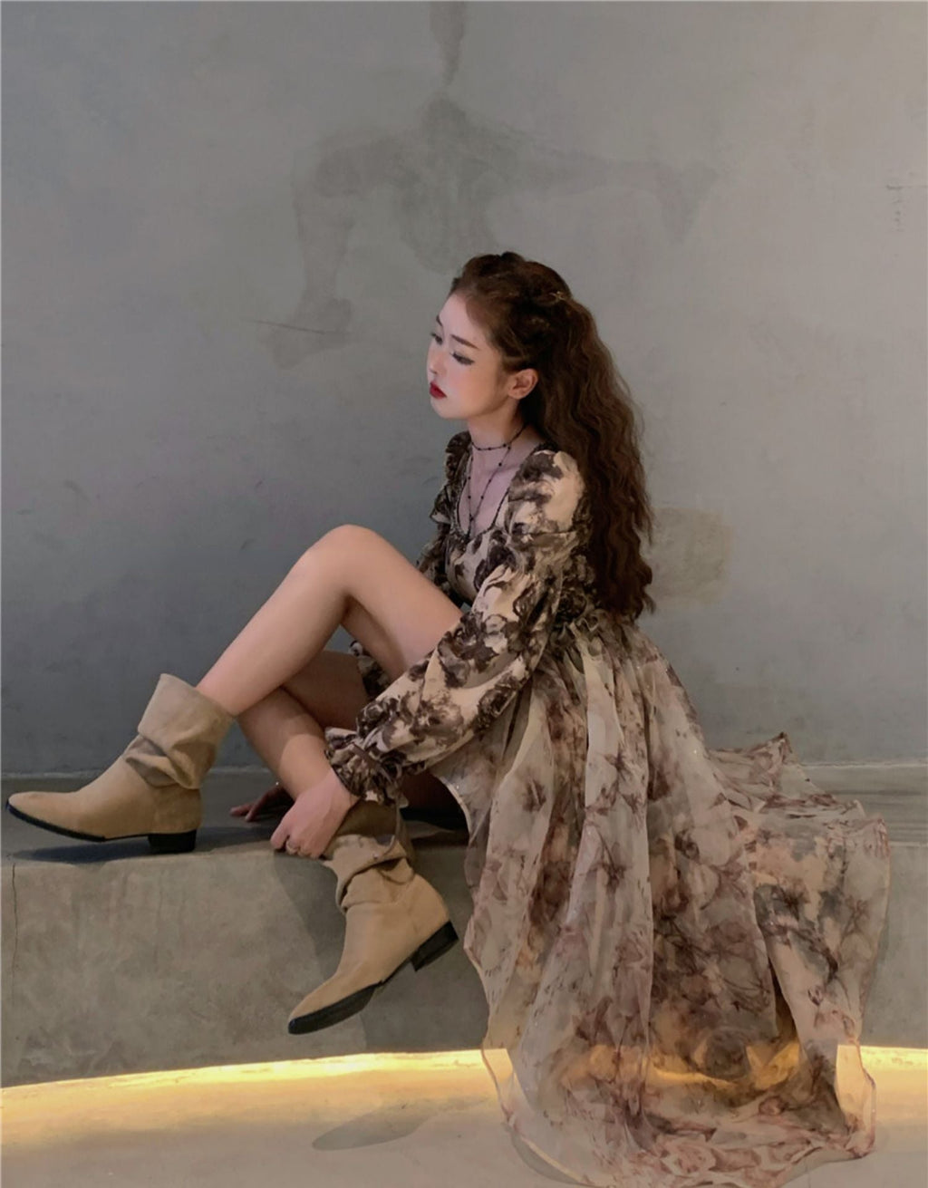 Valenzora | Floral Fairy Princess Dress with Detachable High-Low Skirt Layer