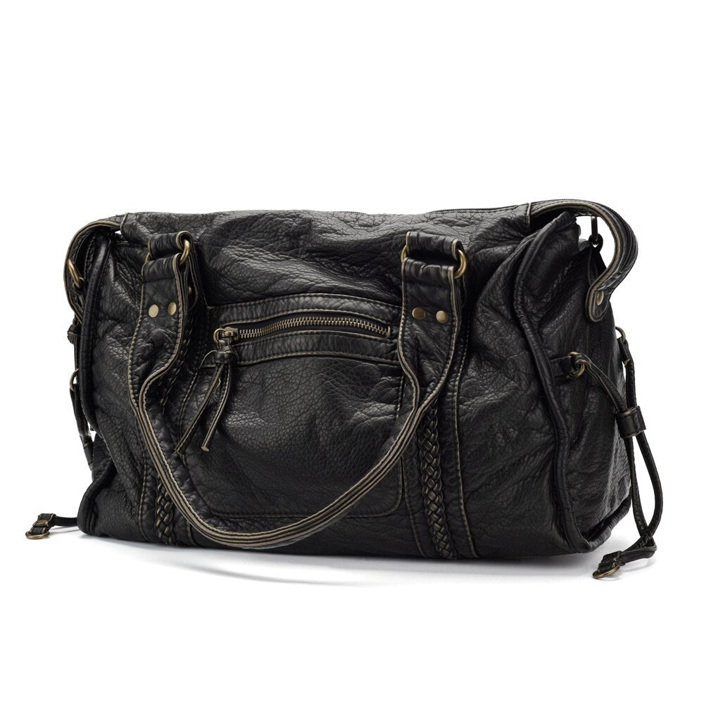 Obsidian - Luxuriöse schwarze Ledertasche