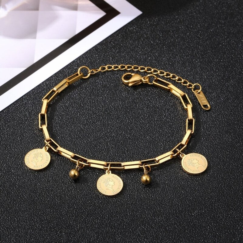 Valenzora Sparkling Freedom Bracelet | Women's Stainless Steel Round Signature Portrait Pendant