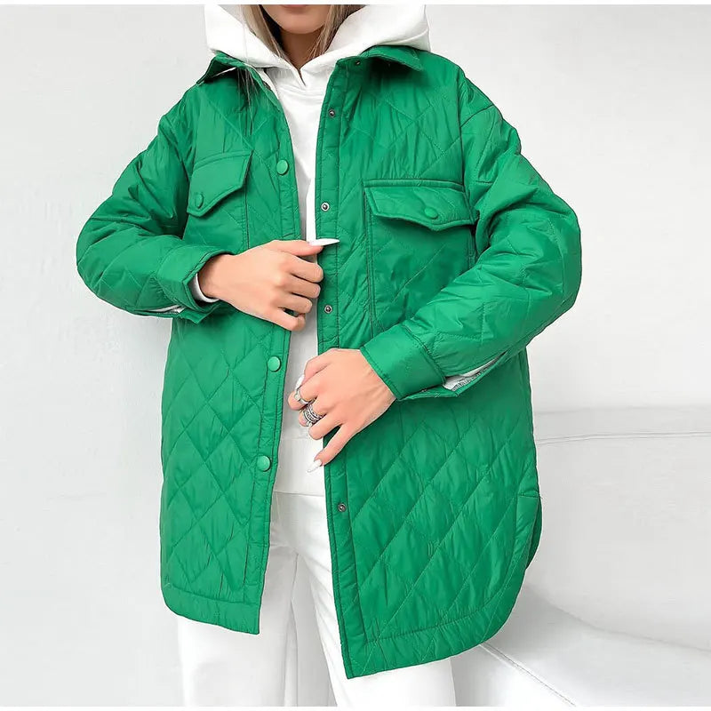 quilted jacket with snap fasteners