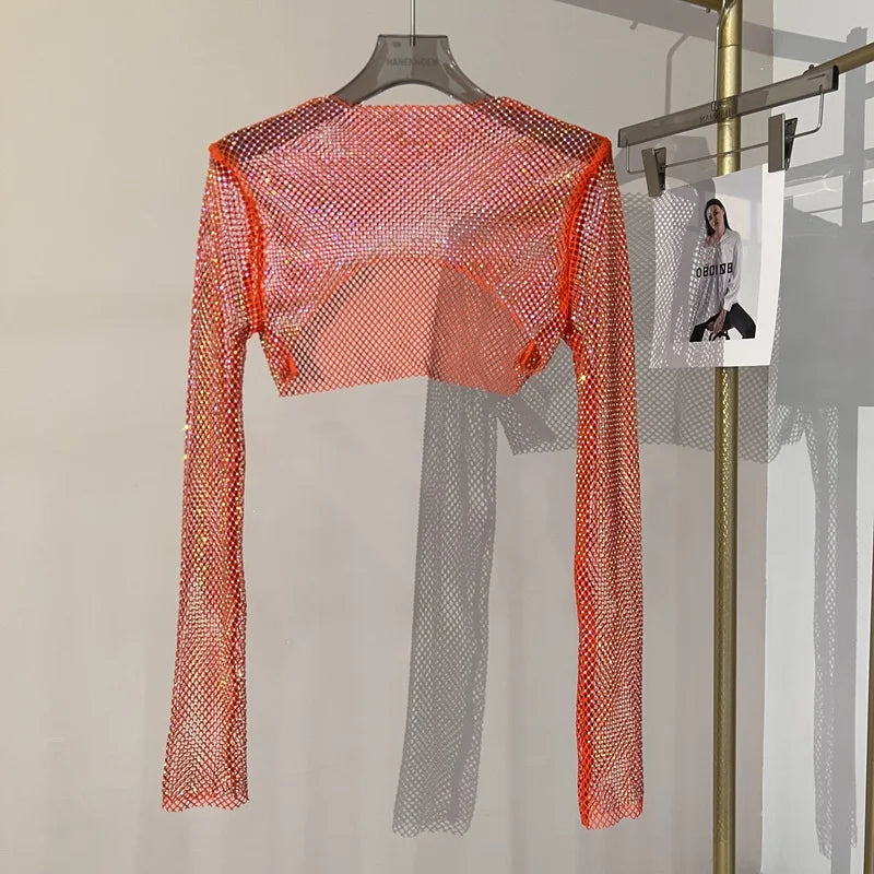Valenzora | Diamond Long Sleeve Mesh Top