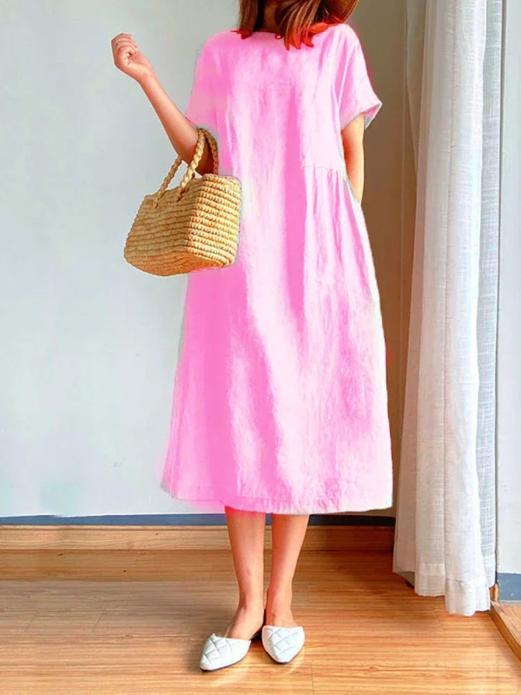 Valenzora | Solid Color Midi Dress Made of