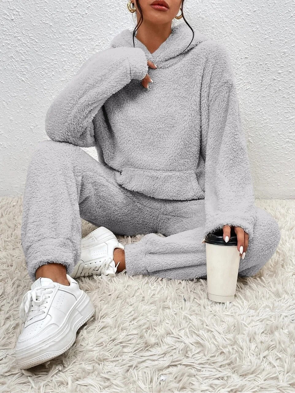 Valenzora | Teddy-Loungekleidung mit Kapuze für Damen