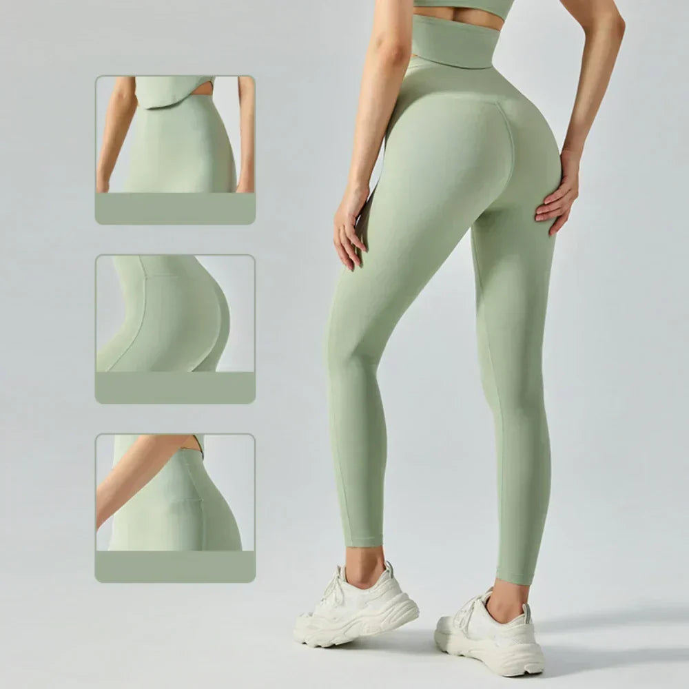 Valenzora | Emily Sportswear Naked High-Waisted Tight Yoga Pants Doppelseitig gebürstet Pfirsich Po-liftend Lauf-Sport-Fitness-Leggings