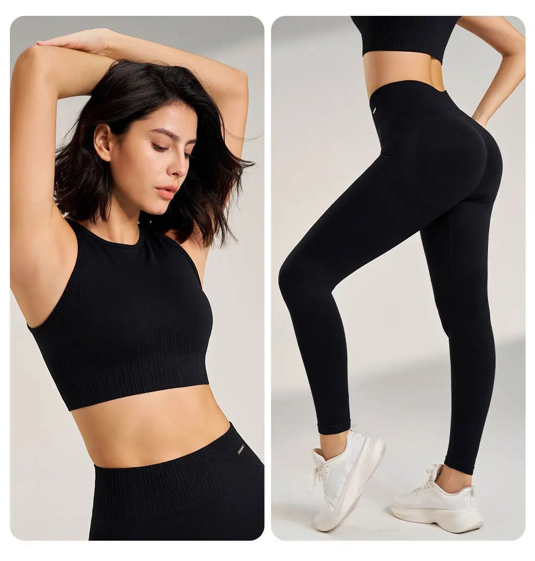 Valenzora | Seamless Yoga Set - High-Waisted Leggings & Top Two-Piece Fitness Outfit