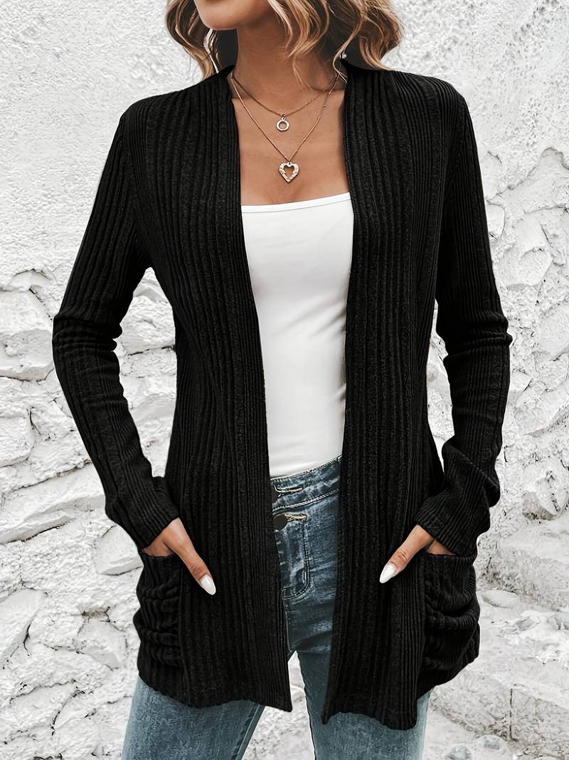 Valenzora | Long-sleeved cardigan with open front and two pockets