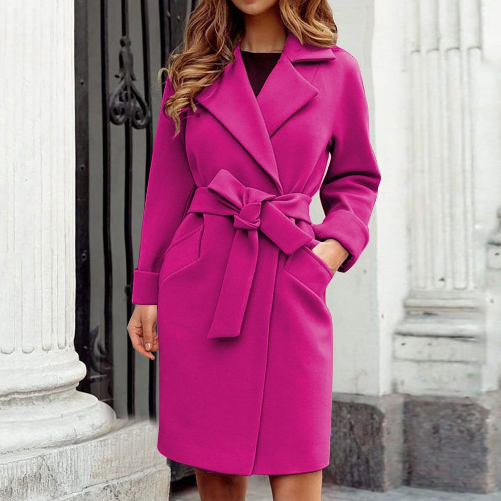 Trench coat winter coat with button placket in colorful colors