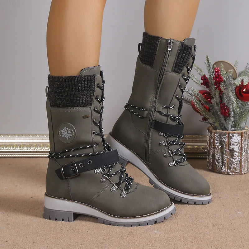 Valenzora | Fashionable lace-up boots with platform and thick sole