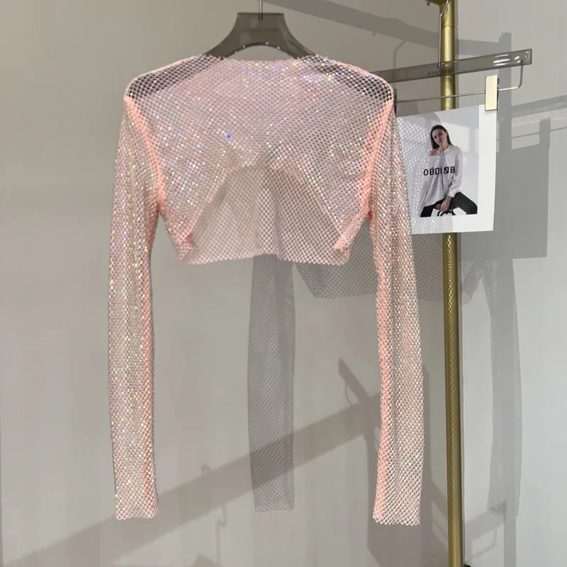 Valenzora | Diamond Long Sleeve Mesh Top