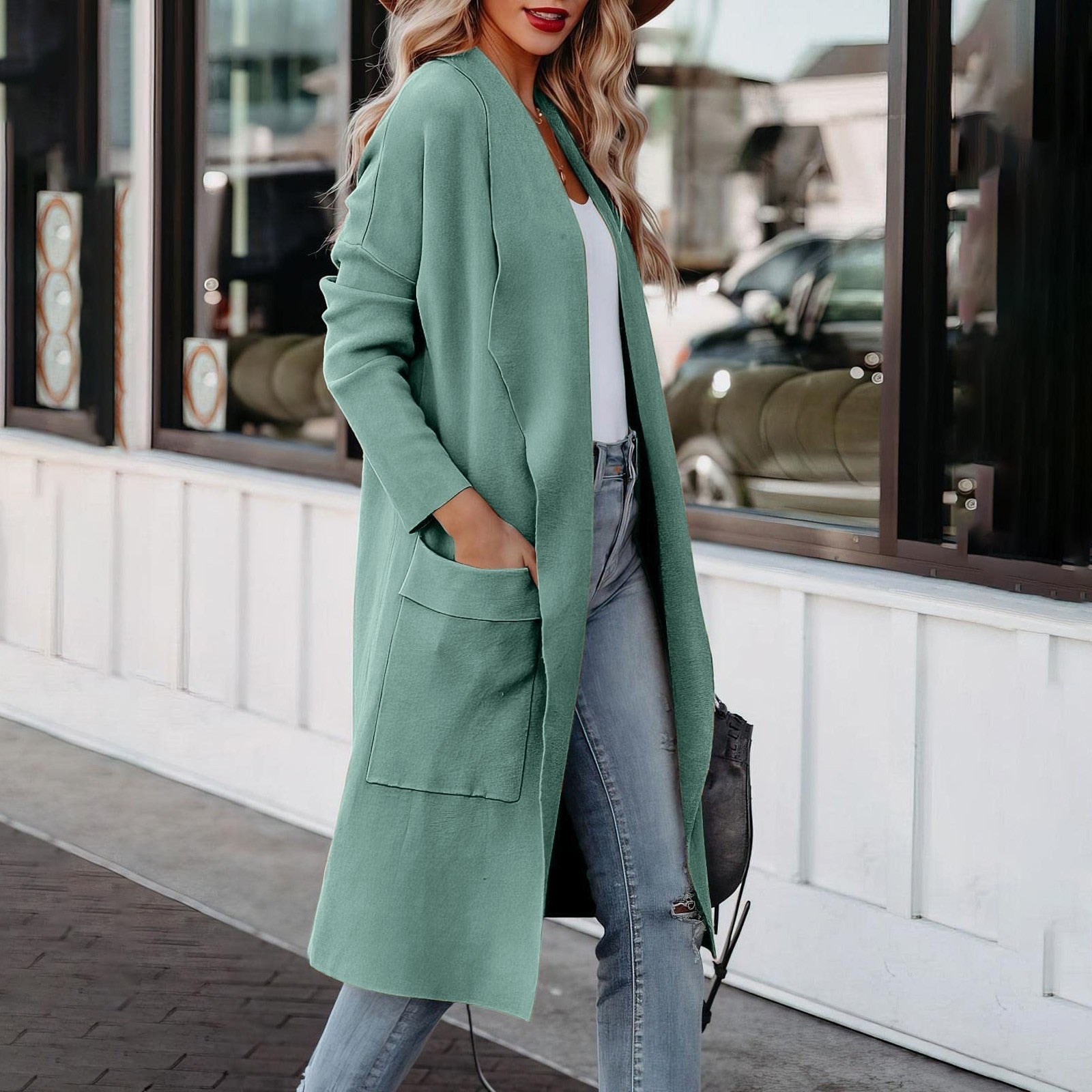 Valenzora - Stylish women's casual long solid color coat with pockets