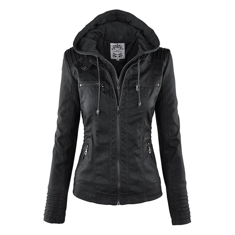 Kapuzenjacke: Basic PU Jacke