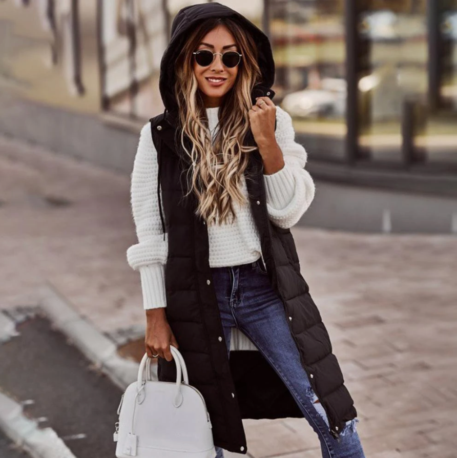 Sleeveless women's long coat