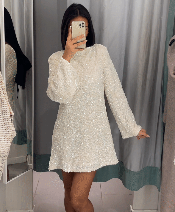 Valenzora Dress | Elegant glitter dress with a bow closure at the back