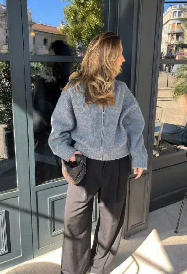 Großer Cardigan mit Reißverschluss