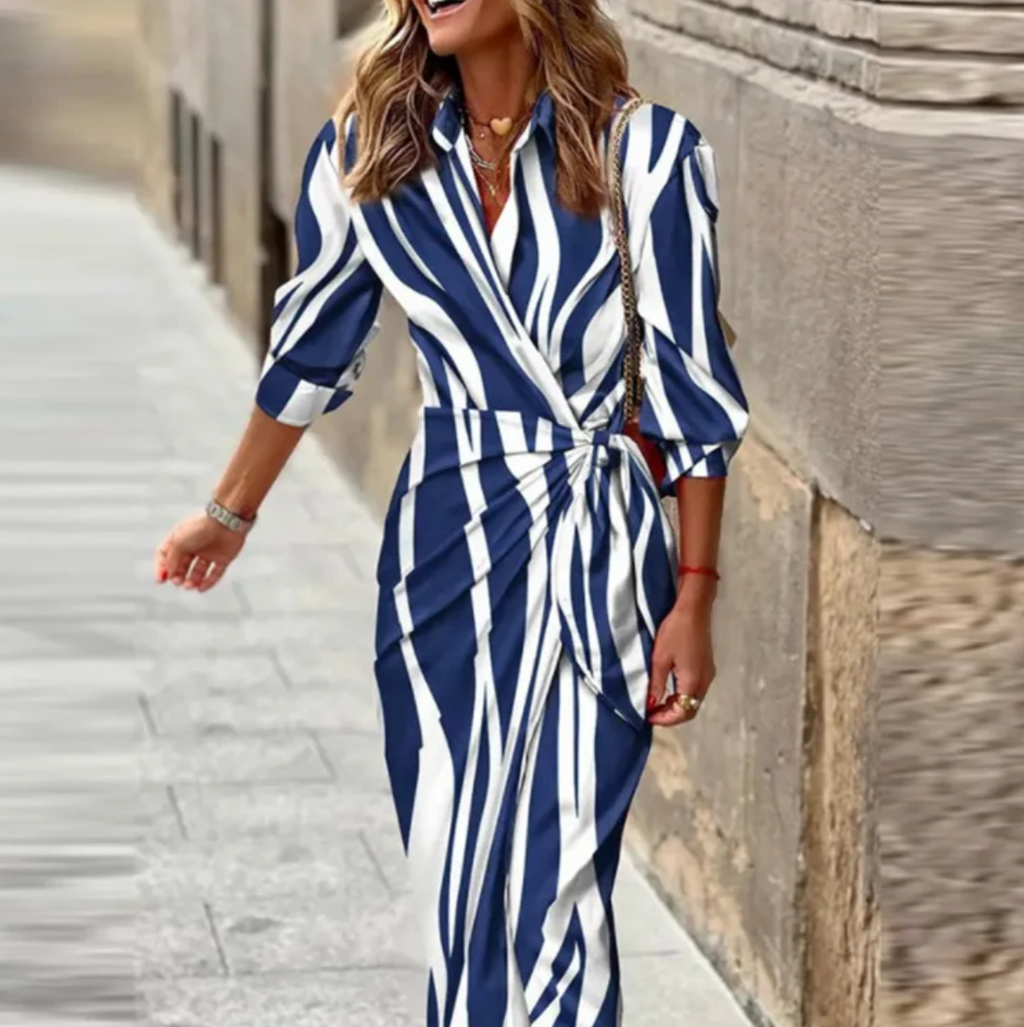Printed elegant dress with half sleeves