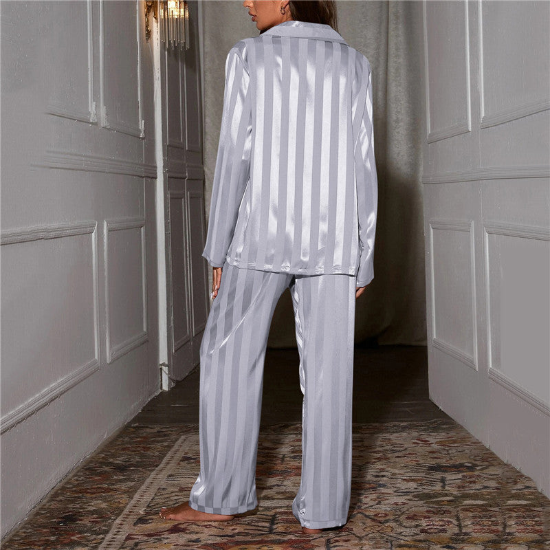 Valenzora | Set Long Sleeve Button Up Lounge Set Satin Valenzora | set