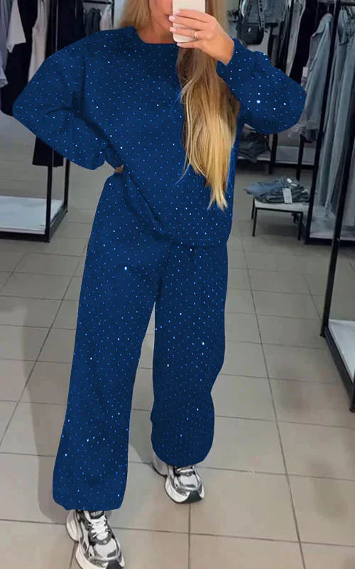 Valenzora | Glittering Sweat Set Comfortable Jogging Set Women's Clothing