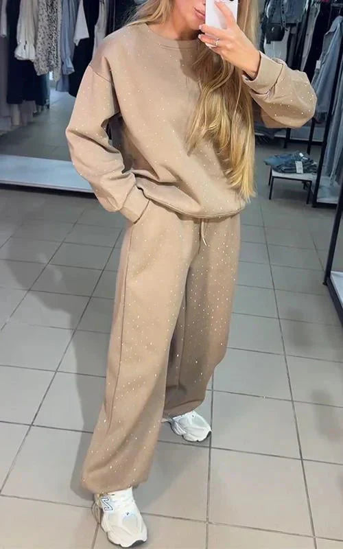 Valenzora | Glittering Sweat Set Comfortable Jogging Set Women's Clothing