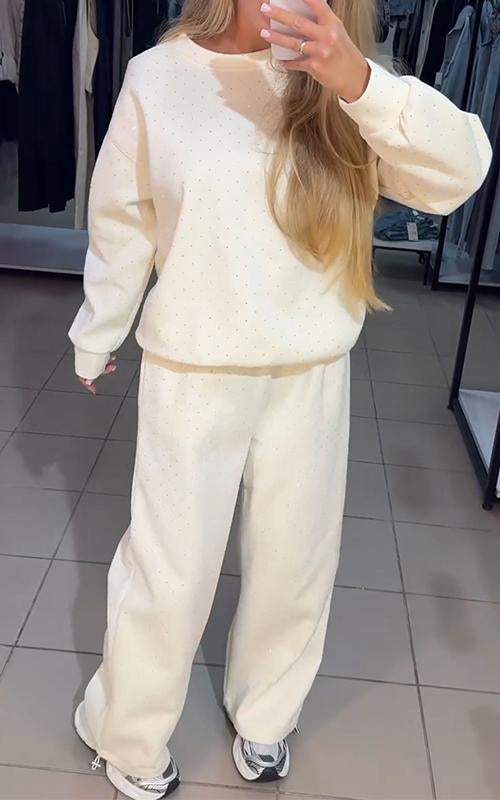 Valenzora | Glittering Sweat Set Comfortable Jogging Set Women's Clothing