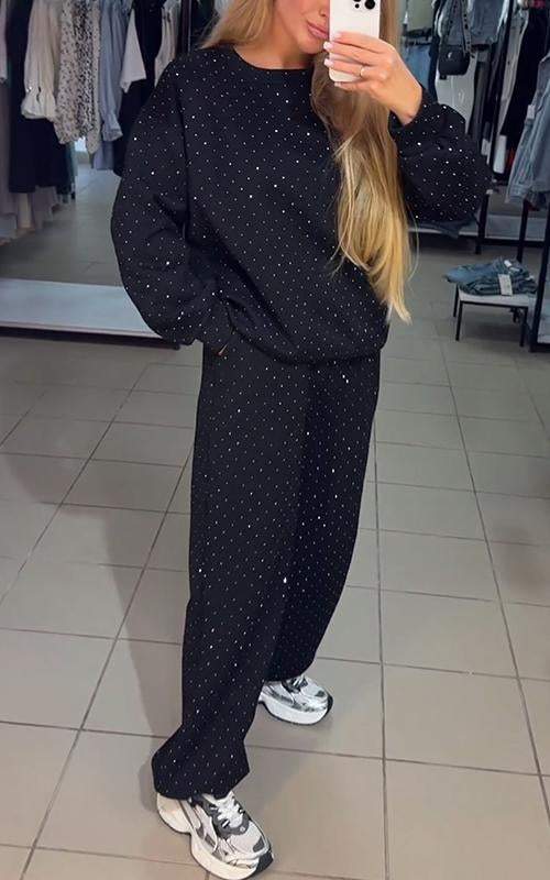 Valenzora | Glittering Sweat Set Comfortable Jogging Set Women's Clothing