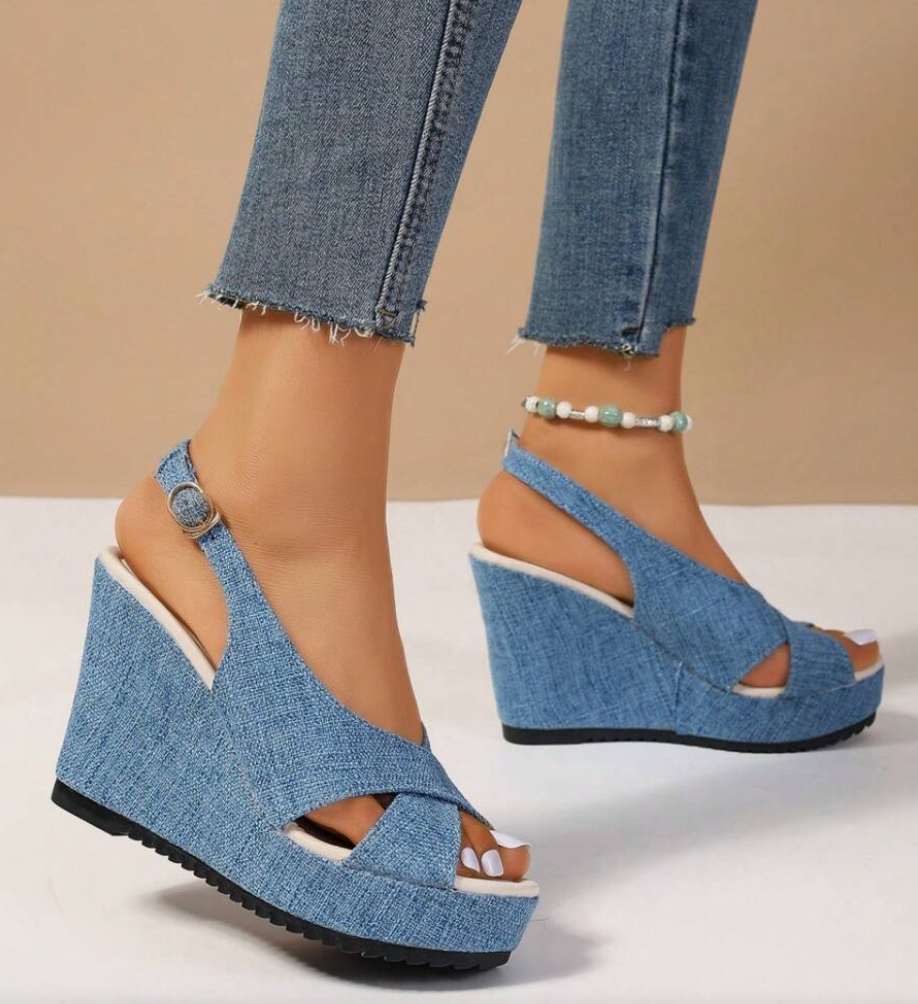 Valenzora | Keilsandalen aus Denim