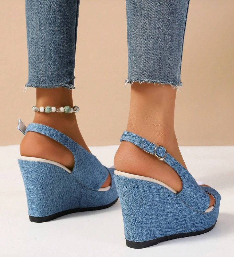 Valenzora | Keilsandalen aus Denim