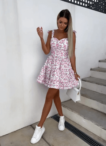 Valenzora | Floral Print Sleeveless Boho Dress