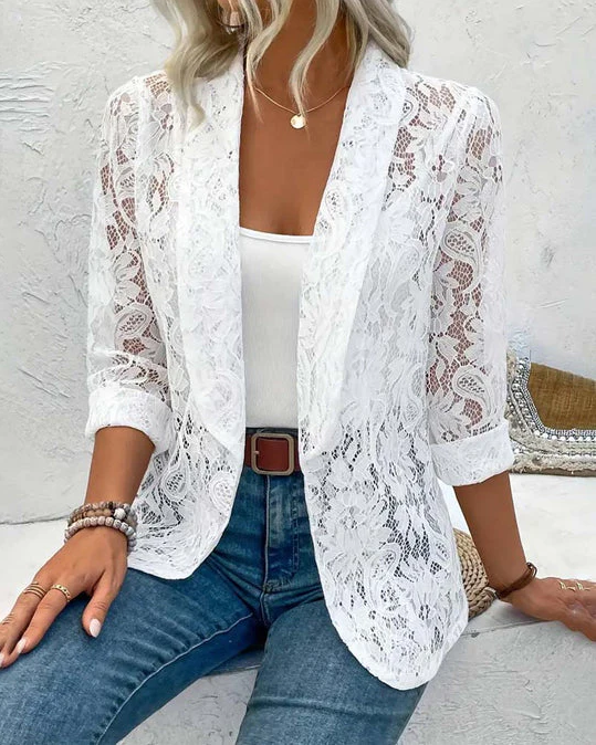 Valenzora | Lace blazer with lapel collar