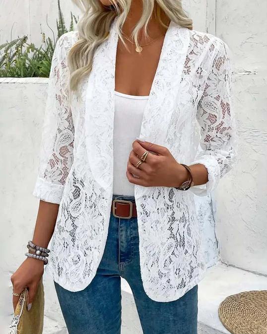 Valenzora | Lace blazer with lapel collar