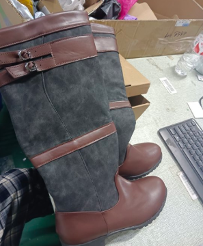 Valenzora | High-shaft outdoor boots with buckles - leather rain boots for women