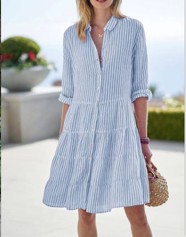Women's checked midi blouse with button placket and flared skirt, size Valenzora