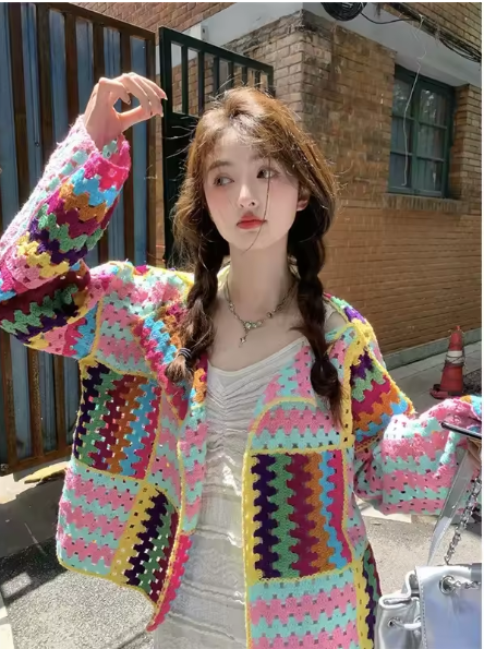 Striped open cardigan